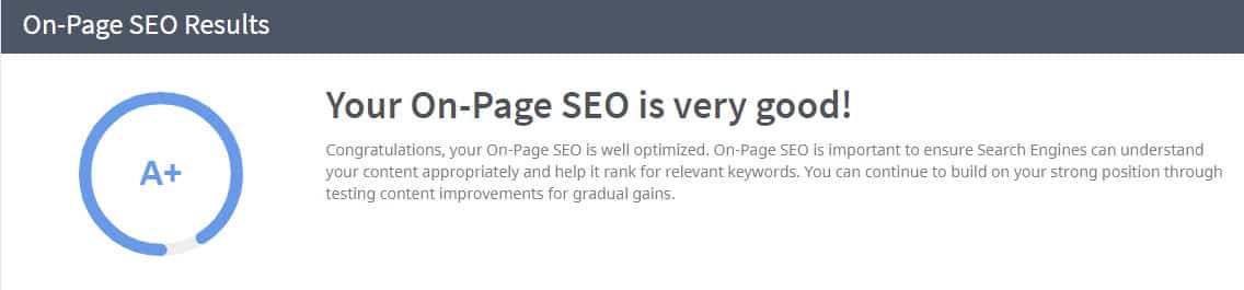 An image of an SEO checker tool showing on-page SEO report